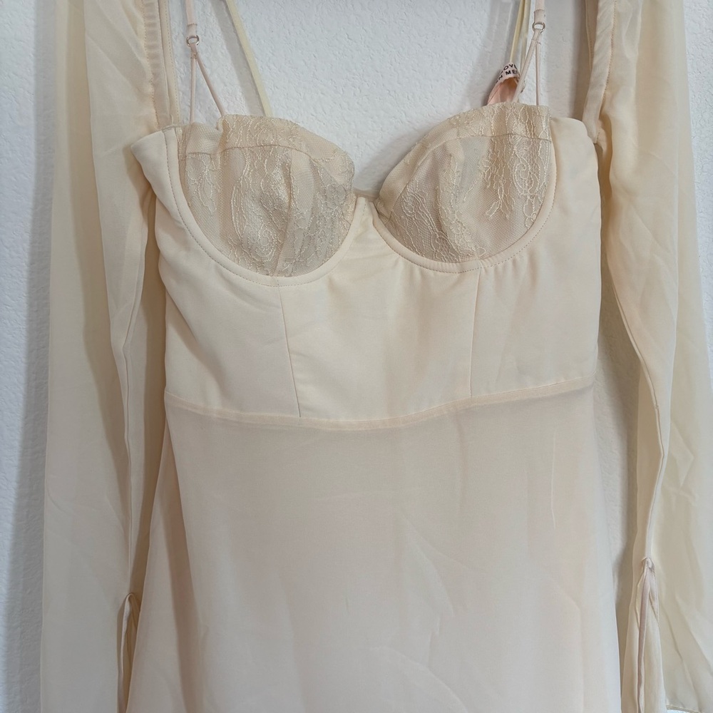 Oh Polly Veronique Long Sleeve Lace Cup Mini Dress Ivory NWT - Picture 5 of 8